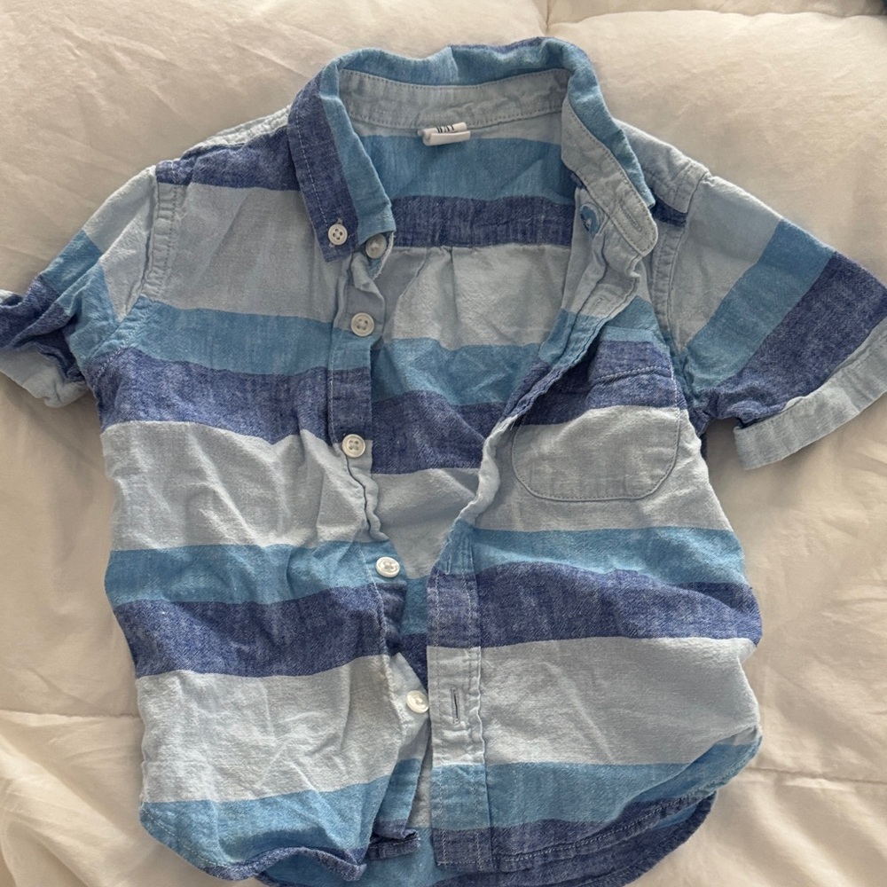 GAP Kids Blue Striped Button Down Shirt